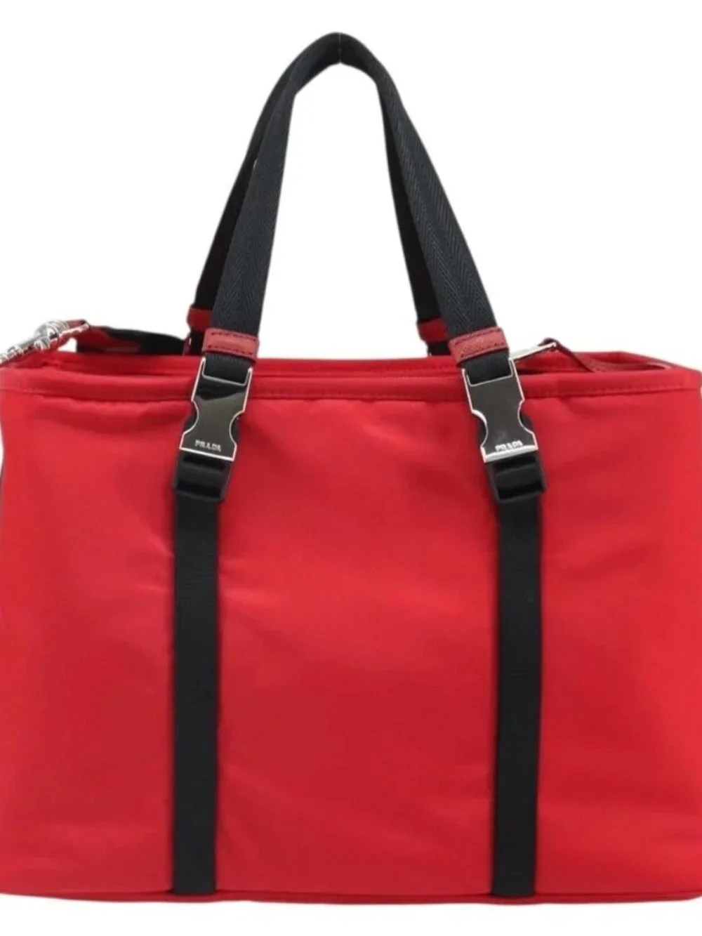 PRADA Pet Bag Pet Carry Nylon 2way Red Silver